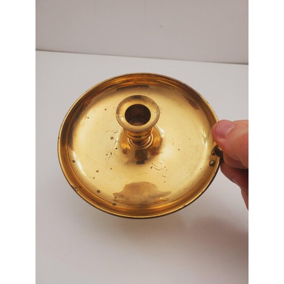 Vintage Brass Candle Holder - Brass Candlestick Holder - Brass Chamberstick - - Picture 4 of 10